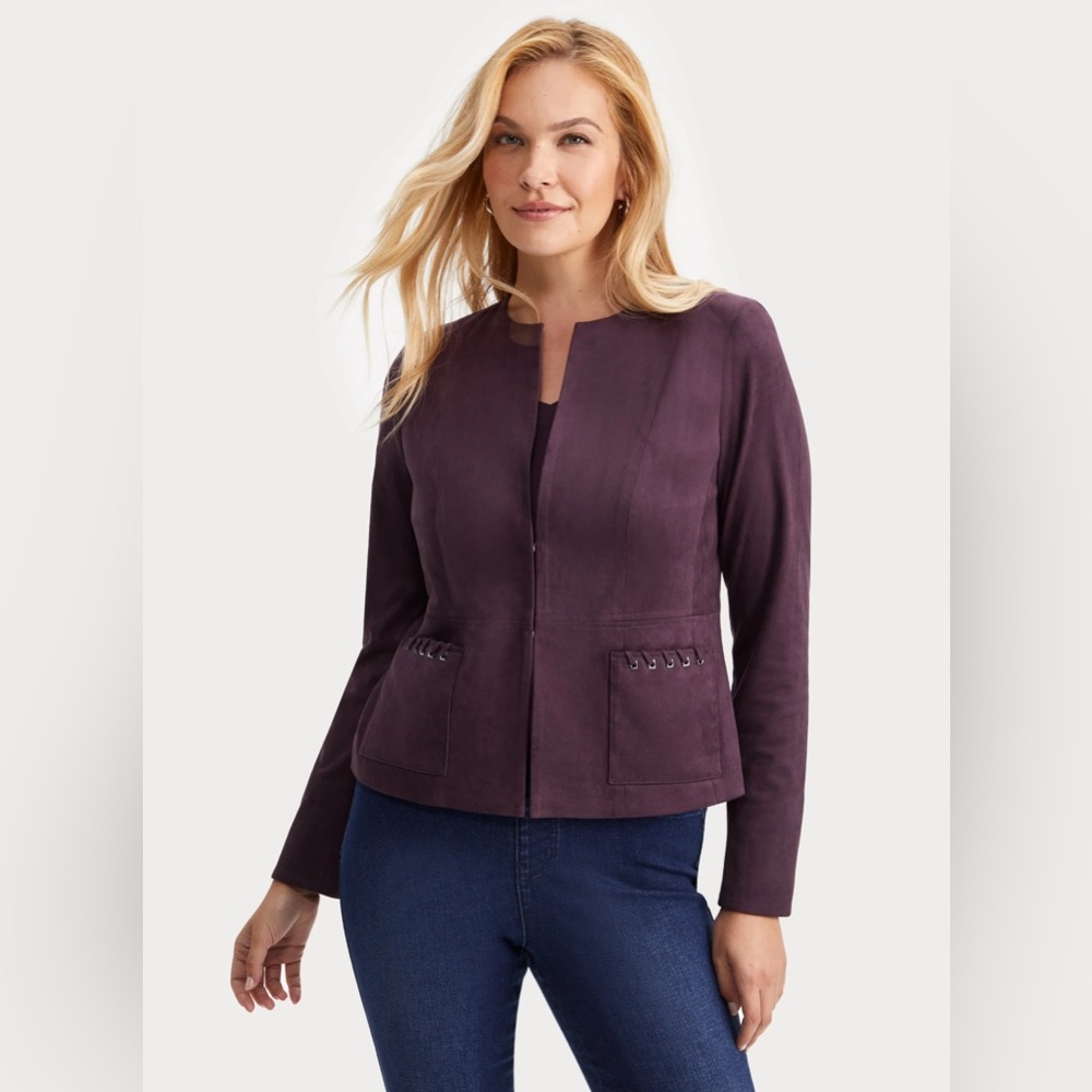 LAURA Faux Suede Plum Blazer